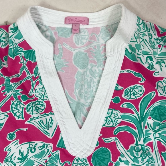 Lilly Pulitzer scorpion bowl tropical tiki bar pineapple dress. L - Picture 4 of 9